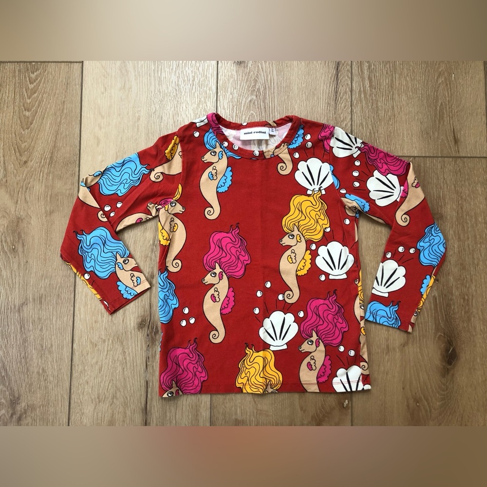 Mini Rodini Red Seahorse Shirt 116/122
